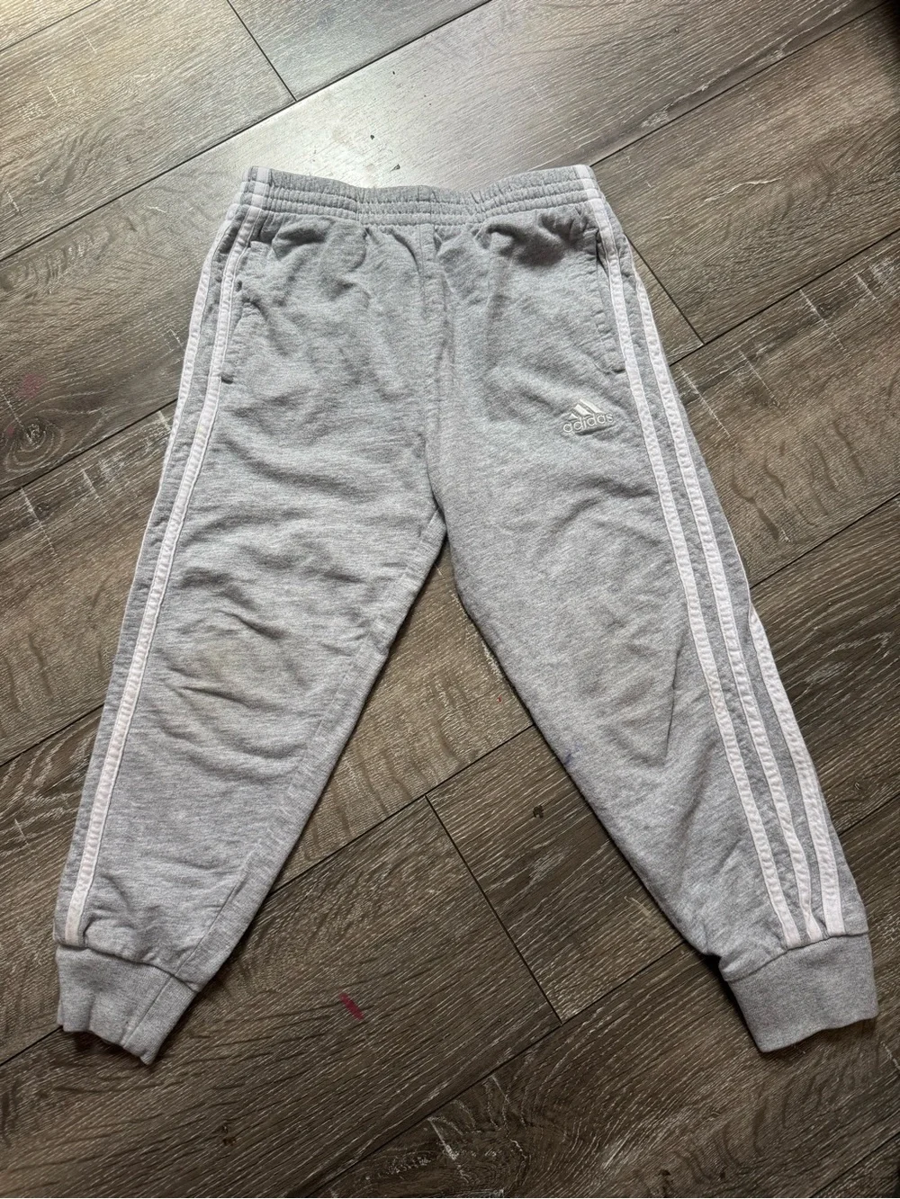 adidas Kids Gray Sweatpants with White Three Stripes